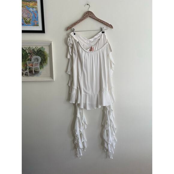 SHOW ME YOUR MUMU Ramona White Ruffle Mini Dress Size Large - Picture 11 of 13